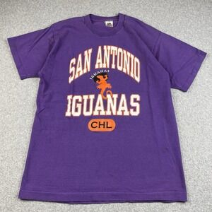 VTG San Antonio Iguanas T Shirt Mens Large Single Stitch Purple Hockey CHL 90s